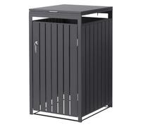 ML-Design Cobertizo para Ocultar Cubo de Basura 240L Antracita 68x80x120 cm Caseta de Acero para Jardín Exterior Contenedor Resistente a Intemperie Caja con Tapa Abatible y Puerta con Cerradura