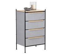 ML-Design Cómoda con 4 Cajones de Tela 58 x 98 x 42,5 cm Gris Cajonera con Tablero MDF y Estructura de Acero Unidad de Almacenamiento Estatería Auxiliar Gabinete de Dormitorio Armario de Salón
