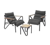 ML-Design Conjunto de Muebles de Jardín Exterior, 3 Piezas, Gris Antracita, 2X Sillas con Cojines y 1x Mesa, Juego de Bistró con Estructura de Acero Resistentes a la Intemperie para Balcón, Terraza