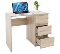 ML-Design Escritorio Con 3 Cajones 90x76x50cm Roble