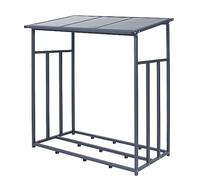 ML-Design Estante de Metal para Almacenamiento de Leña Antracita XXL 185 x 70 x 185 cm Soporte para Madera en el Exterior Cobertizo de Troncos para Chimenea 2,3 m³ con Techo Protector Intemperie