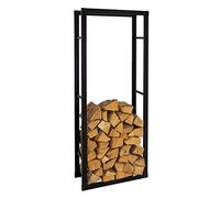 ML-Design Estanteria Metálica para Leña 60 x 150 x 25 cm Soporte Organizador de Madera para Interior o Exterior, Leñero Negro Moderno Junto a Chimenea/Fogata Estructura de Acero para Apilar Troncos