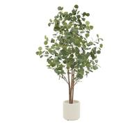ML-Design Eucalipto Artificial 150cm Decorativo, Planta Grande Falsa Tronco de Madera Natural Hojas y Maceta de Plástico, Interior y Exterior, Árbol Ornamental Realista para Salón Oficina o Recepción