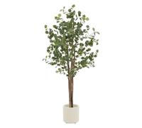 ML-Design Eucalipto Artificial 180cm Decorativo, Planta Grande Falsa Tronco de Madera Natural Hojas y Maceta de Plástico, Interior y Exterior, Árbol Ornamental Realista para Salón Oficina o Recepción