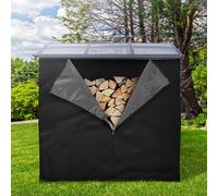 ML-Design Funda para Estante de Leña LxAl 240x165 cm Negro Protección de Poliéster Contra la Intemperie Cubierta para Almacenamiento de Troncos Apilados 185x185cm Lona con Cremallera y Correas Cosidas