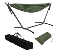 ML-Design Hamaca Doble con Estructura de Acero Caqui Espacio para 2 Personas Silla Colgante XXL con Soporte y Bolsa de Transporte Incluida Balancín de Interior y Exterior Adecuado para el Jardín