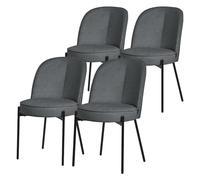 ML-Design Juego 4X Sillas de Comedor Antracita de Poliéster Tapizado con Patas de Metal Asiento Acolchado con Respaldo Semi-Redondo Diseño Atemporal Mueble Ergonómico para Cocina y Sala de Estar