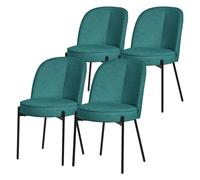 ML-Design Juego 4X Sillas de Comedor Azul Petróleo de Poliéster Tapizado con Patas de Metal Asiento Acolchado con Respaldo Semi-Redondo Diseño Atemporal Mueble Ergonómico para Cocina y Sala de Estar