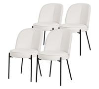 ML-Design Juego 4X Sillas de Comedor Beige de Poliéster Tapizado con Patas de Metal Asiento Acolchado con Respaldo Semi-Redondo Diseño Atemporal Mueble Ergonómico para Cocina y Sala de Estar