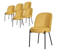 ML-Design Juego 6X Sillas de Comedor Mostaza de Poliéster Tapizado con Patas de Metal Asiento Acolchado con Respaldo Semi-Redondo Diseño Atemporal Mueble Ergonómico para Cocina y Sala de Estar