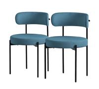 ML-Design Juego de 2 Sillas de Comedor Asientos Tapizados en Tejido Teddy Azul y Patas de Metal Negro Muebles Ergonómicos Elegantes Sillón de Diseño Moderno para Mesa de Salón, Escritorio o Cocina