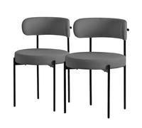 ML-Design Juego de 2 Sillas de Comedor Asientos Tapizados en Tejido Teddy Gris y Patas de Metal Negro Muebles Ergonómicos Elegantes Sillón de Diseño Moderno para Mesa de Salón, Escritorio o Cocina