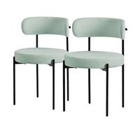 ML-Design Juego de 2 Sillas de Comedor Asientos Tapizados en Tejido Teddy Verde y Patas de Metal Negro Muebles Ergonómicos Elegantes Sillón de Diseño Moderno para Mesa de Salón, Escritorio o Cocina