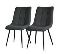 ML-Design Juego de 2 Sillas de Comedor Color Antracita Asiento Acolchado para Cocina o Salón con Funda de Tela y Patas de Acero Negro Sillón Tapizado Suave con Respaldo para Oficina Sala de Estar