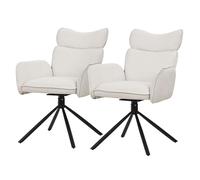 ML-Design Juego de 2X Sillas de Comedor Giratorias 360° Beige con Funda de Tela, Asiento de Salón con Reposabrazos y Respaldo, Mueble Tapizado con Patas de Metal, Sillón Ergonómico de Cocina