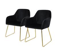 ML-Design Juego de 2X Sillas de Comedor Negras Asiento Ergonómico Acolchado Tapizado de Terciopelo, Patas de Metal Dorado Sillón de Diseño Moderno para Mesa de Salón Escritorio Dormitorio o Cocina