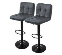 ML-Design Juego de 2X Taburetes de Bar Tapizados en Piel Sintética PU Antracita Sillas con Respaldo Ergonómico y Reposapiés Asiento Cómodo de Mostrador Regulable en Altura 63-83cm y Giratorio 360°