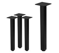ML-Design Juego de 4 Patas de Mesa 42cm Negro Brillante de Acero con Recubrimiento en Polvo, Perfil 4x4cm, Pies Regulables en Altura 1-4 cm para Muebles, Mesitas de Centro, Bancos o Aparadores
