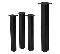ML-Design Juego de 4 Patas de Mesa 72 cm Negro Brillante de Acero con Recubrimiento en Polvo, Perfil 8x8cm, Pies Regulables en Altura 1-4 cm para Muebles, Mesitas de Centro, Bancos o Aparadores