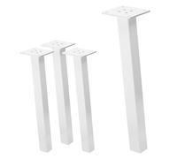 ML-Design Juego de 4 Patas de Mesa Inclinadas 42cm Blanco Brillante de Acero con Recubrimiento en Polvo, Perfil 4x4cm, Pies en Ángulo 96° para Muebles, Mesitas de Centro, Bancos o Aparadores