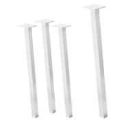 ML-Design Juego de 4 Patas de Mesa Inclinadas 72cm Blanco Brillante de Acero con Recubrimiento en Polvo, Perfil 4x4cm, Pies en Ángulo 96° para Muebles, Mesitas de Centro, Bancos o Aparadores