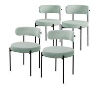 ML-Design Juego de 4 Sillas de Comedor Asientos Tapizados en Tejido Teddy Verde y Patas de Metal Negro Muebles Ergonómicos Elegantes Sillón de Diseño Moderno para Mesa de Salón, Escritorio o Cocina