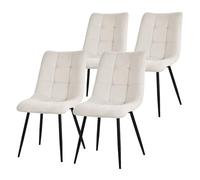 ML-Design Juego de 4 Sillas de Comedor Color Beige Asiento Acolchado para Cocina o Salón con Funda de Tela y Patas de Acero Negro Sillón Tapizado Suave con Respaldo para Oficina o Sala de Estar