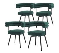 ML-Design Juego de 4 Sillas de Comedor Giratorias 360° Verde Oscuro en Tejido Teddy Asientos Ergonómicos con Reposabrazos y Respaldo Mueble Moderno Tapizado con Patas de Metal, para Oficina, Comedor