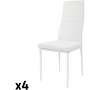 ML-Design Juego de 4 sillas de comedor tapizadas en piel sintética color blanco
