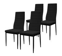 ML-Design Juego de 4 Sillas de Comedor Tapizadas en Piel Sintética Color Negro, Asiento de Cocina o Salón con Respaldo Alto y Patas de Metal, Sillón Ergonómico Estilo Moderno Acolchado y Cómodo