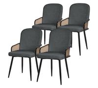 ML-Design Juego de 4X Sillas de Comedor con Funda de Tela Antracita, Asiento de Salón con Respaldo, Reposabrazos con Aspecto Ratán Mueble Tapizado con Patas de Metal, Sillón Ergonómico de Cocina