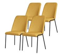 ML-Design Juego de 4X Sillas de Comedor en Color Mostaza, Poliéster Tapizado con Patas de Metal Asiento Acolchado con Respaldo Diseño Atemporal Mueble Ergonómico Sillones para Cocina y Sala de Estar