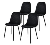 ML-Design Juego de 4X Sillas de Comedor Negras con Respaldo Asiento Ergonómico Acolchado Tapizado de Terciopelo con Patas de Metal Sillón de Diseño Moderno para Mesa de Salón, Escritorio o Cocina