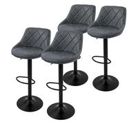 ML-Design Juego de 4X Taburetes de Bar Bistro Tapizados en Piel Sintética PU Antracita Sillas con Respaldo Ergonómico y Reposapiés Asiento de Mostrador Regulable en Altura 62-82 cm y Giratorio 360°