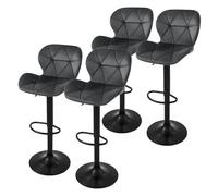 ML-Design Juego de 4X Taburetes de Bar Tapizados en Piel Sintética PU Gris Sillas con Respaldo Ergonómico y Reposapiés Asiento Cómodo de Mostrador Regulable en Altura y Giratorio 360°
