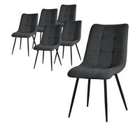 ML-Design Juego de 6 Sillas de Comedor Color Antracita Asiento Acolchado para Cocina o Salón con Funda de Tela y Patas de Acero Negro Sillón Tapizado Suave con Respaldo para Oficina Sala de Estar