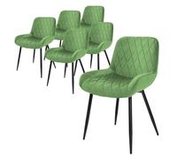 ML-Design Juego de 6 Sillas de Comedor Silla de Comedor con Respaldo y Apoyabrazos, Verde, Asiento de Terciopelo, Patas de Metal, Sillas de Cocina Sillas de Salón Silla Tapizada Taburetes