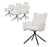 ML-Design Juego de 6X Sillas de Comedor Giratorias 360° Beige con Funda de Tela, Asiento de Salón con Reposabrazos y Respaldo, Mueble Tapizado con Patas de Metal, Sillón Ergonómico de Cocina