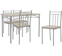 ML-Design Mesa de Comedor con 4 Sillas Roble Claro Juego de Comedor de 5 Piezas para 4 Personas Grupo de Asientos Completo de Madera con Patas de Metal Set de Muebles Elegantes para Hogar