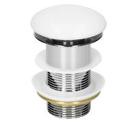 ML-Design Juego de Desagüe Universal para Lavabo y Lavamanos sin Rebosadero 109 mm Tapa Cerámica Acero Inoxidable Blanco Mate 1 1/4 Pulgada Válvula Pop Up Tapón para Fregadero con Juntas Click Clack