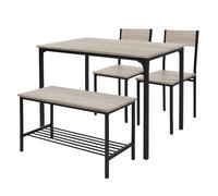 ML-Design Juego de Mesa de Comedor de 4 Piezas Roble Sonoma Grupo de Muebles para 4 Personas con 2 Sillas de Bar, 1 Banco y 1 Mesa con Estructura de Metal Adecuado para Cocina y Comedor
