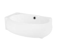 ML-Design Lavabo Blanco Ovalado para Esquina 430 x 280 x 150 mm Lavamanos Angular de Cerámica sobre Encimera o de Pared con Agujero para Grifo a la Izquierda, Pila Pequeña para Cuarto de Baño o Aseo
