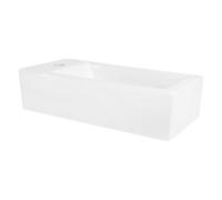 ML-Design Lavabo Blanco Rectangular 510 x 250 x 130 mm Lavamanos Angular de Cerámica sobre Encimera o de Pared con Agujero para Grifo a la Izquierda, Pila Pequeña para Cuarto de Baño o Aseo