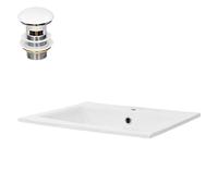 ML-Design Lavabo Cerámica Blanco Brillante Forma Rectangular 450 x 225 x 420 mm Con Juego De Desagüe Con Rebosadero Válvula Pop Up 100 mm Altura Lavamanos Empotrado Moderno De Encimera Para Baño Aseo