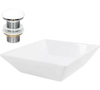 ML-Design Lavabo cuadrado blanco cerámico con desagüe a juego