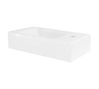 ML-Design Lavabo de Cerámica Blanco Brillante 46 x 26 x 11 cm Fregadero Rectangular de Pared o Sobre Encimera Pila de Diseño Moderno Lavamanos para Mueble de Baño Aseo con Agujero para Grifo y Desagüe
