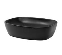 ML-Design Lavabo de Cerámica Negro Mate Esquinas Redondeadas 505x385x140 mm Con Agujero de Desagüe Lavamanos Moderno Sobre Encimera Sobremesa Pila Para Baño Aseo Fregadero Diseño Minimalista