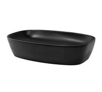 ML-Design Lavabo de Cerámica Negro Mate Esquinas Redondeadas 605x385x140 mm Con Agujero de Desagüe Lavamanos Moderno Sobre Encimera Pila Para Baño Aseo Fregadero Colgante Pared