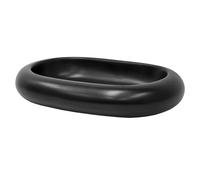 ML-Design Lavabo de Cerámica Ovalado Negro Mate 65 x 45 x 11 cm Con Agujero de Desagüe Lavamanos Moderno Sobre Encimera Sobremesa Pila Para Baño Aseo Fregadero