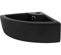 ML-Design Lavabo esquinero negro de cerámica con rebosadero